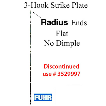 Fuhr Sliding door Strike Plate, 16mm Flat Radius Ends, no dimple YDI Yellow DiChromate